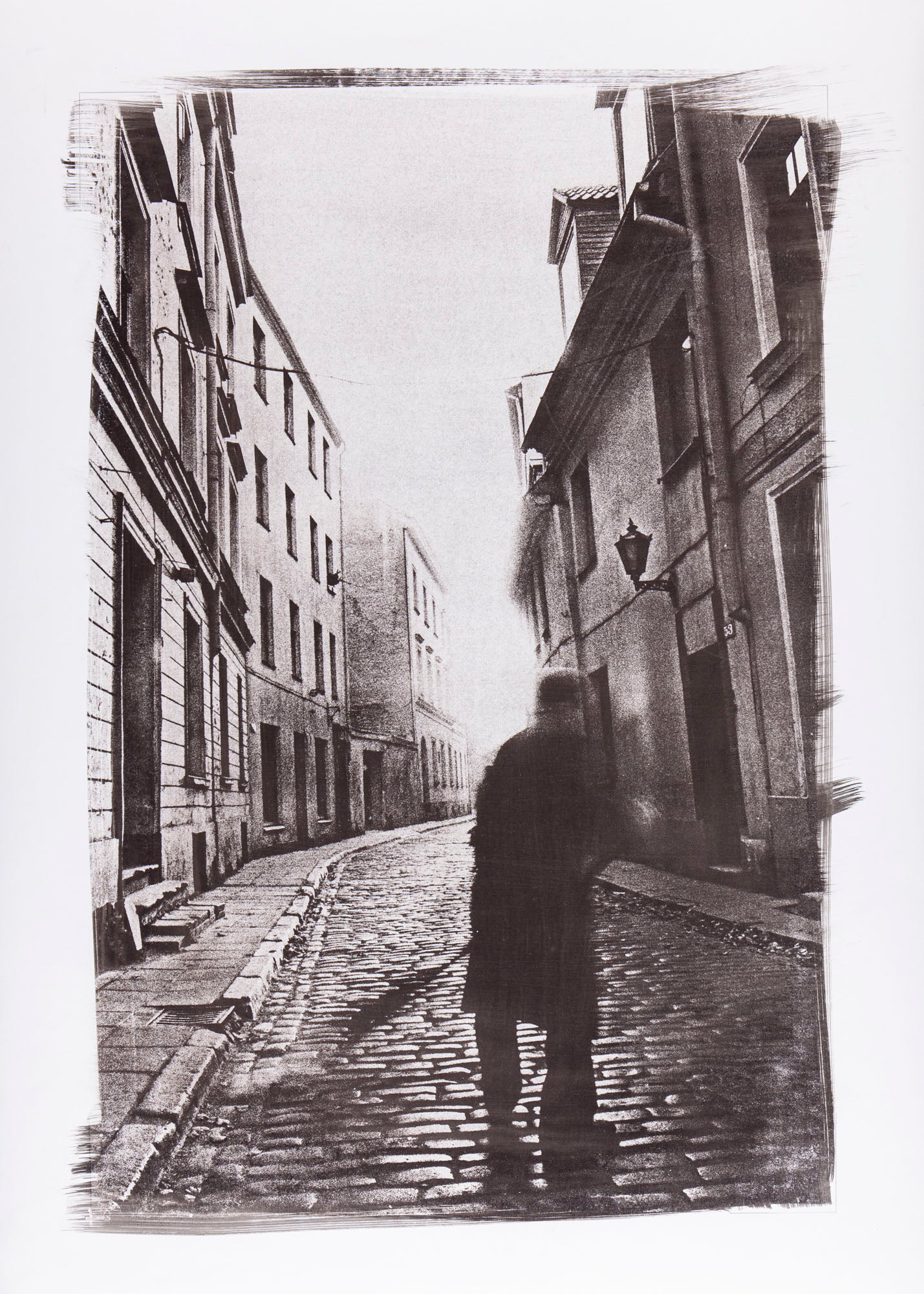 Raimo Lielbriedis - Landscape with a yard keeper in Riga, Peldu Str.